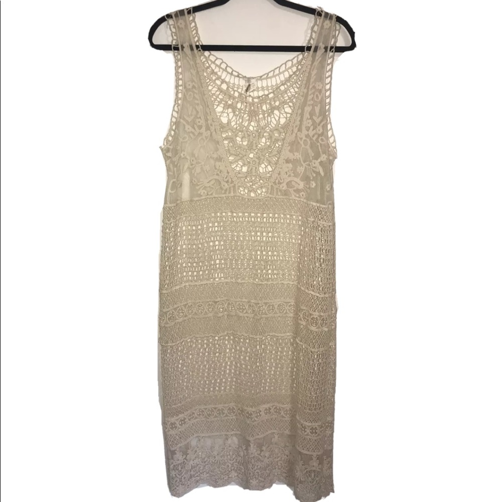 Trendology crochet lace open knit cover up dress.